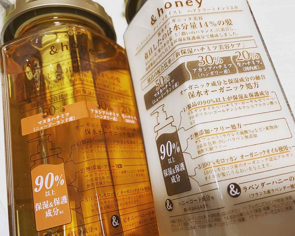 ディープモイスト シャンプー1.0／ヘアトリートメント2.0/&honey/市販シャンプーを使ったクチコミ（2枚目）