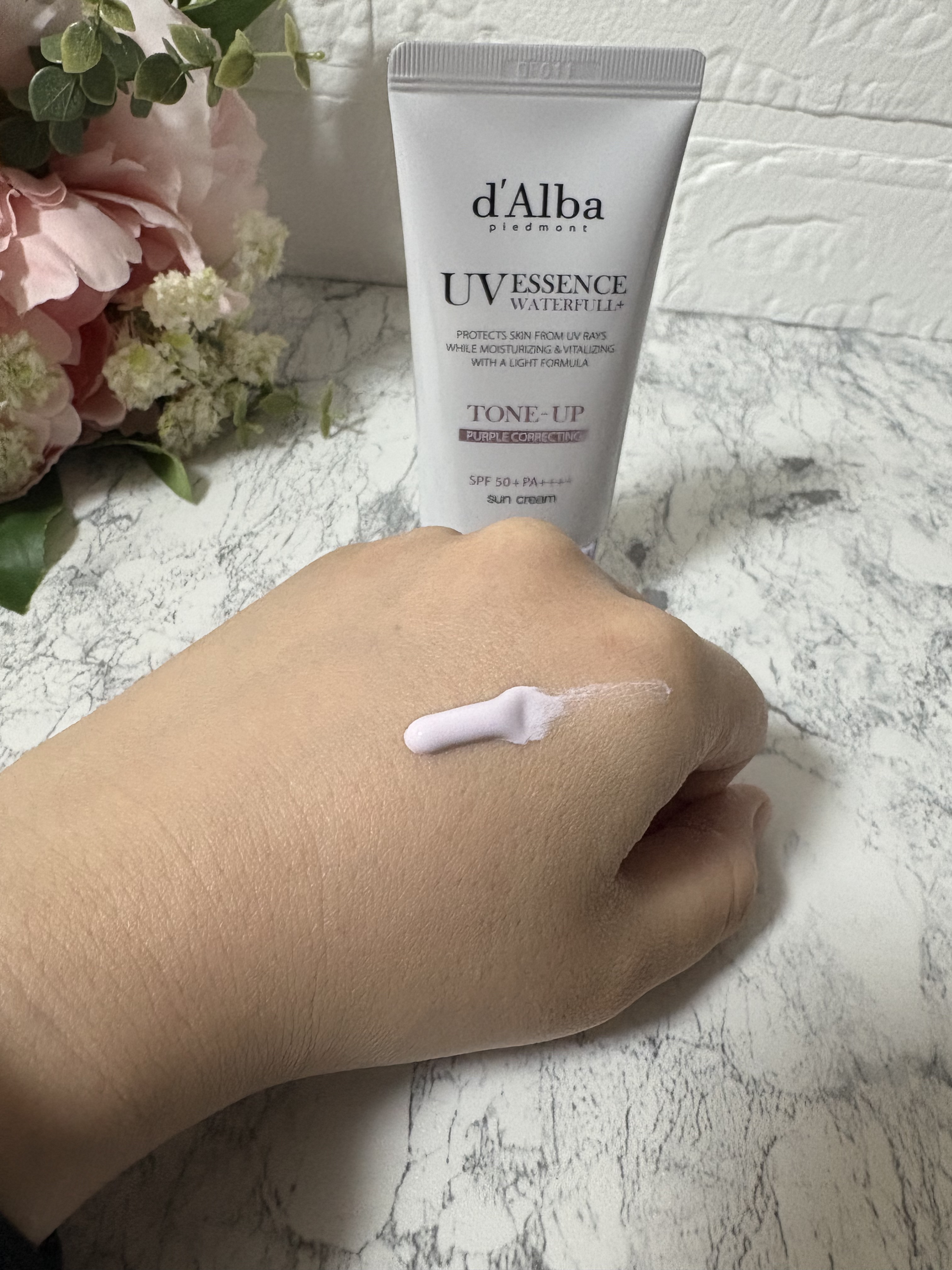 ダルバ ウォータフル トーンアップ サンクリーム(パープル)/ダルバ/日焼け止めクリームを使ったクチコミ（3枚目）