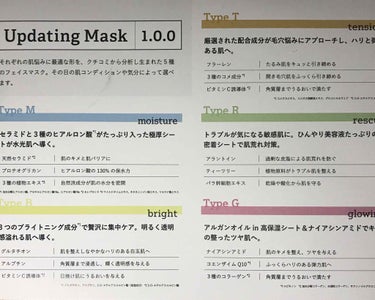 Updating Mask 1.0.0 5タイプセット 1セット5枚入り/meol/シートマスク・パックを使ったクチコミ（2枚目）