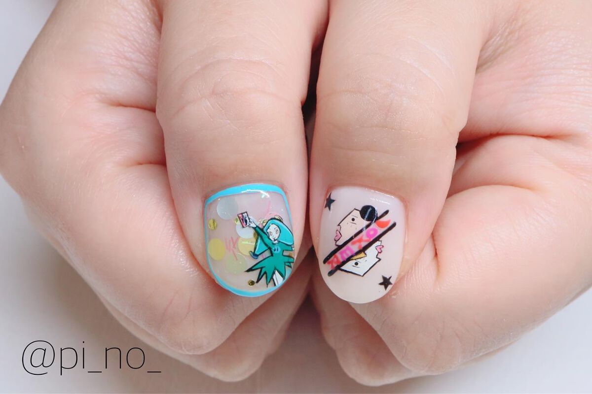#キャラネイル,#クレヨンしんちゃんネイル,#ヘンダーランドネイル,#キャラクターネイルのネイルデザイン