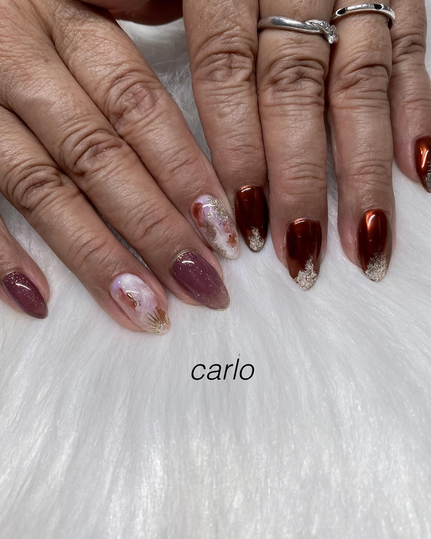 #ネイル,#手書きネイル,#ニュアンスネイル,#マグネットネイル,#トレンドネイルのネイルデザイン