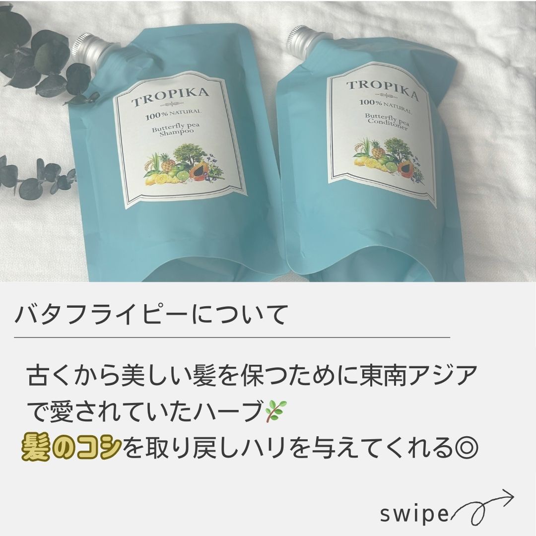 バタフライピーシャンプー/バタフライピーコンディショナー/TROPIKA/市販シャンプーを使ったクチコミ（3枚目）