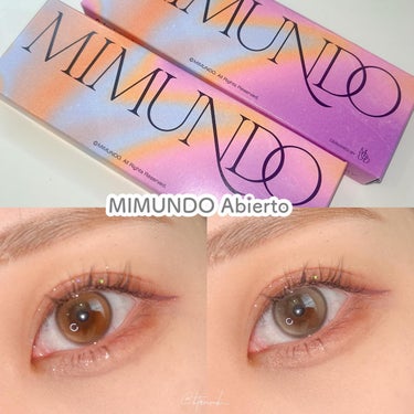 MIMUNDO abierto
･Rush Brown
･Dusky Gray

○レンズスペック

DIA 14.2mm
GDIA 13.0mm
BC 8.6mm
含水率 43%
使用期間 1day
