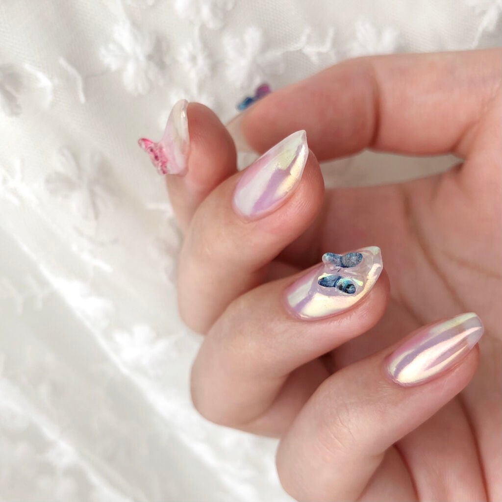 𝘀 𝗮 𝘁 𝗼 𝗺 𝗶💋丁 寧 レ ビ ュ ー on LIPS 「((今にも羽ばたく蝶々♡春らしさ全開ネイル❃*))右手▶︎▷ク..」(2枚目)