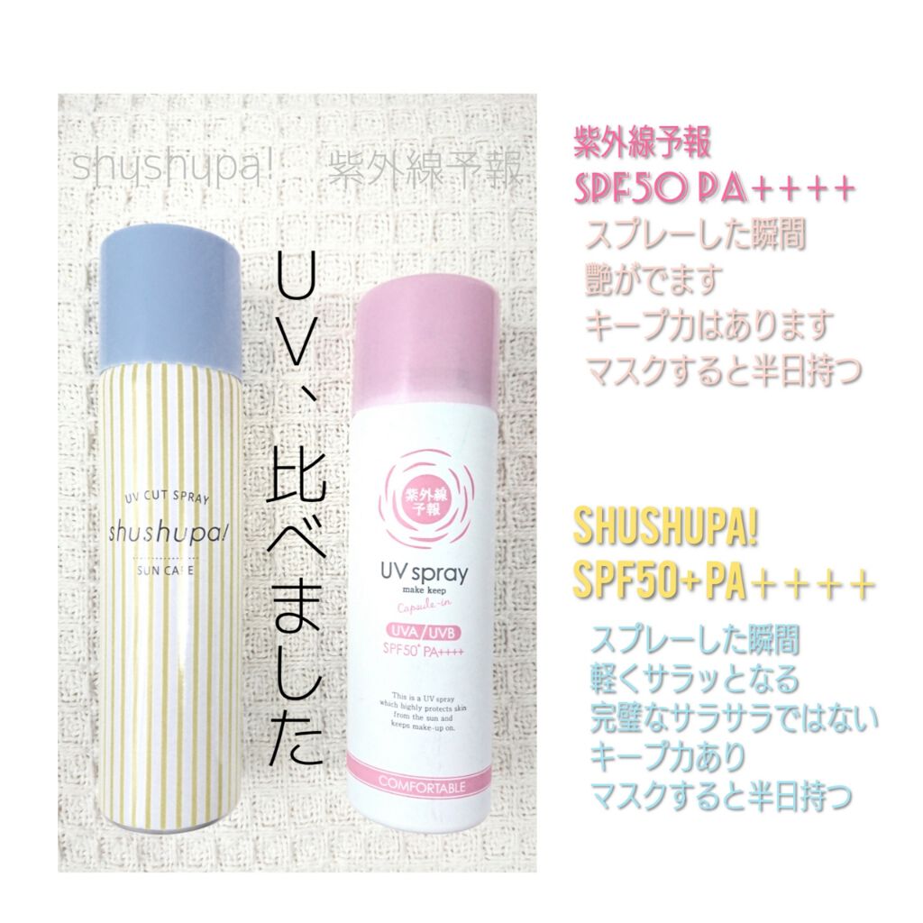 UVカット＆メイクキープスプレー/shushupa!/日焼け止めミスト・スプレーを使ったクチコミ（1枚目）