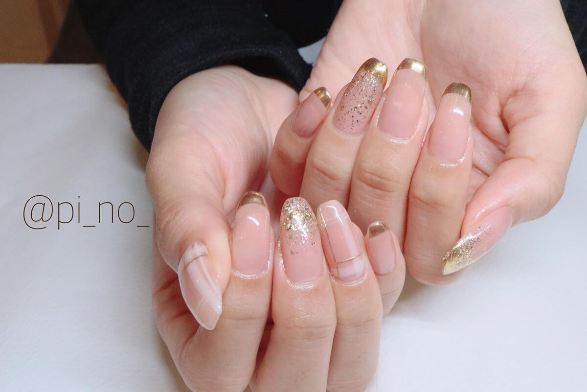 #アシメネイル,#チェックネイル,#チェックネイル,#春ネイル,#ピンクベージュネイルのネイルデザイン