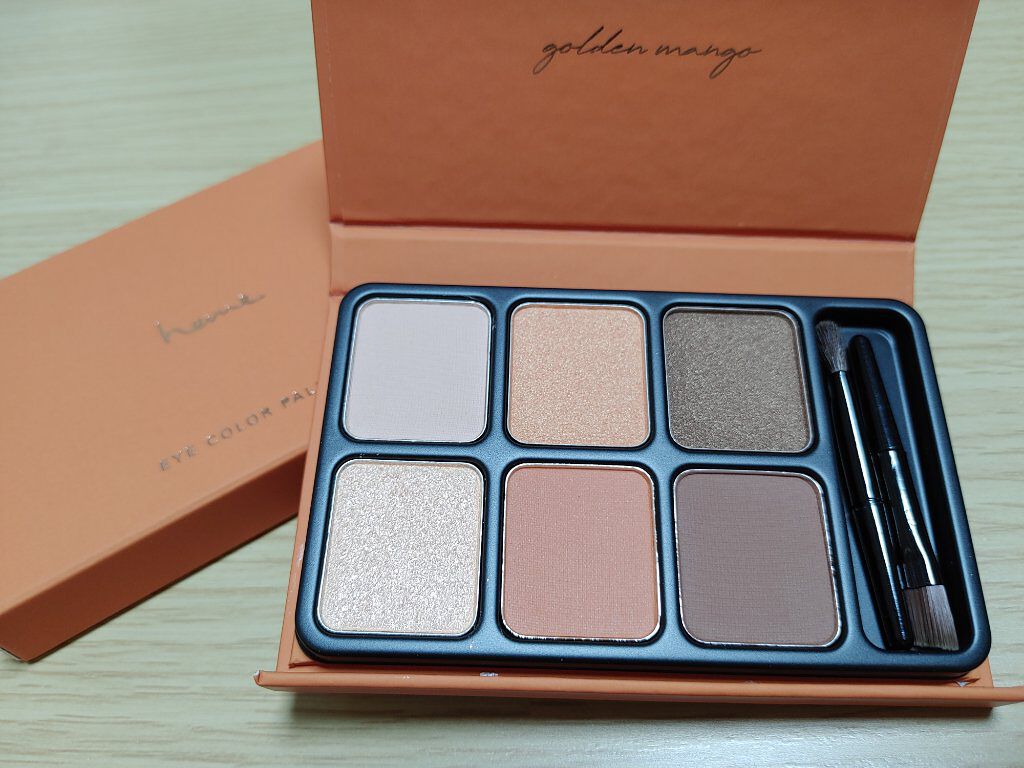 アイカラーパレット ゴールデンマンゴー/heme/アイシャドウパレットを使ったクチコミ（2枚目）