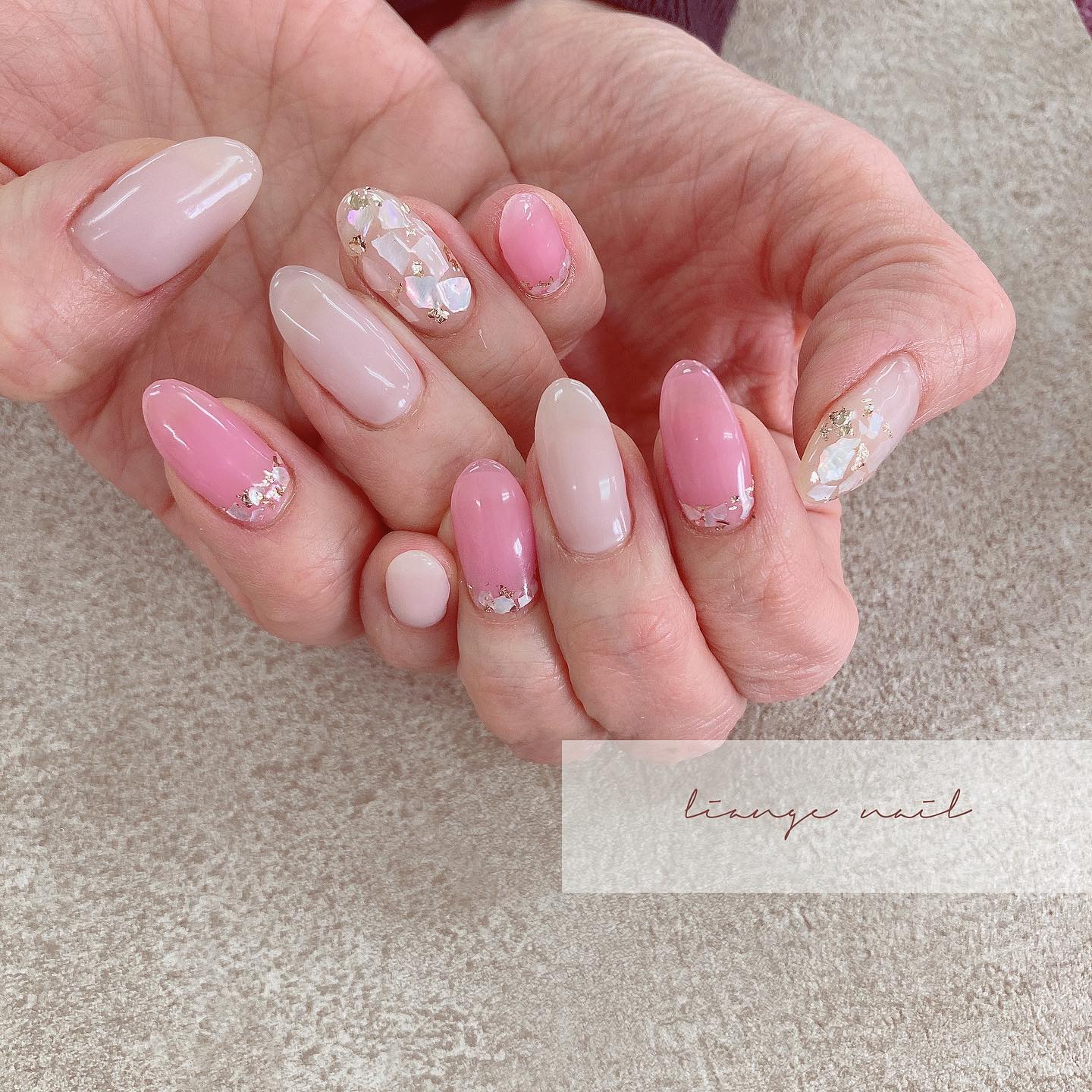 #リアンジェネイル,#柏ネイル,#ネイル,#シェルネイルのネイルデザイン