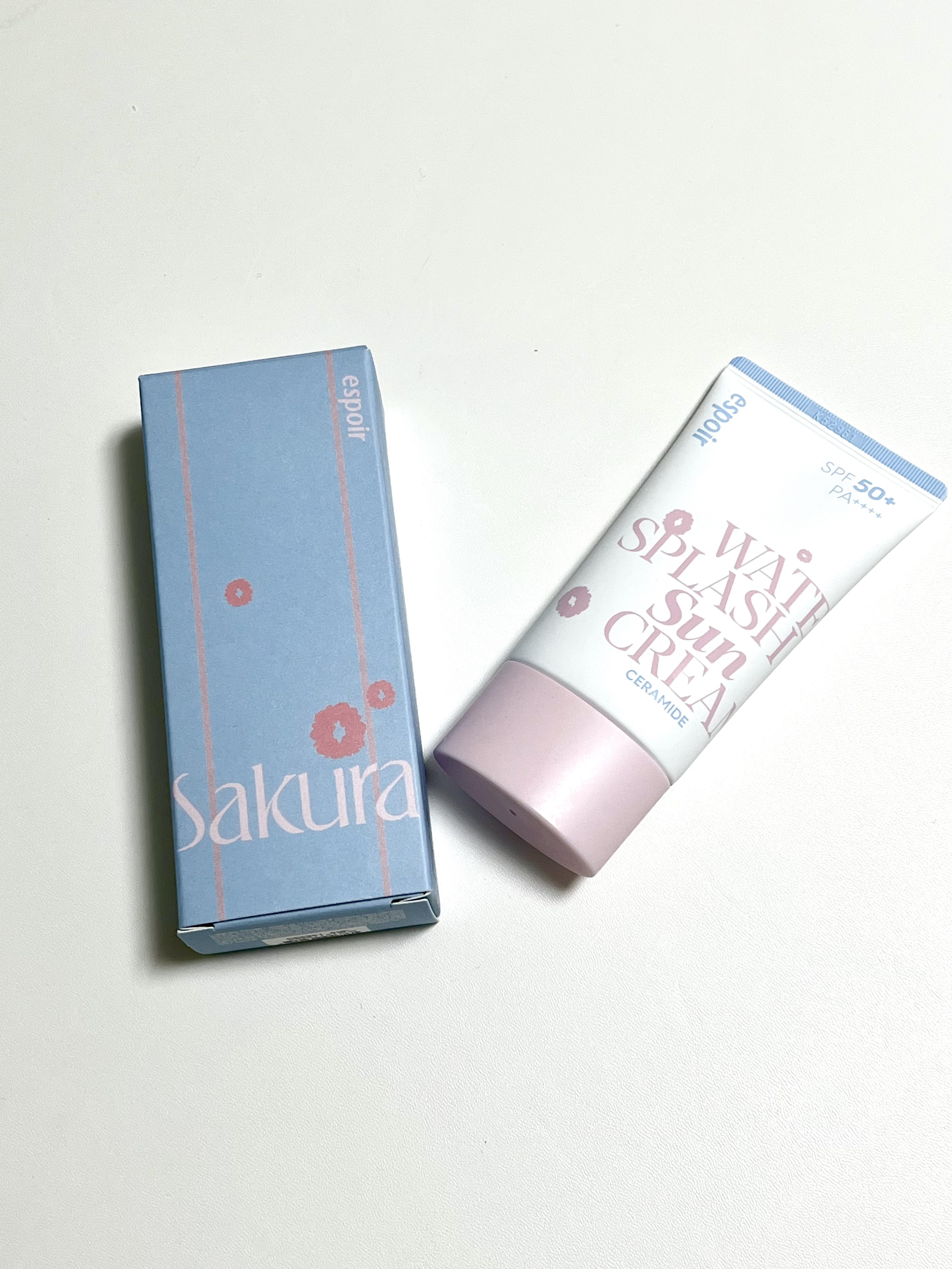 ウォータースプラッシュサンクリーム セラミド 桜エディション（60ml）/espoir/日焼け止めクリームを使ったクチコミ（1枚目）