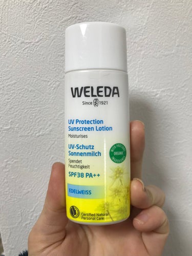 WELEDAエーデルワイス UVプロテクト
SPF38/PA＋＋
オーガニックな日焼け止め✨洗顔料か石鹸で落とせるのでお肌に優しいと思います(^^)春先の買い物時などはこれ一本で外出しようと思ってます〜