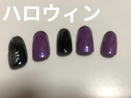 小豆 on LIPS 「【ハロウィン🎃】パープルでつくるハロウィンネイル画像が粗くてす..」(2枚目)