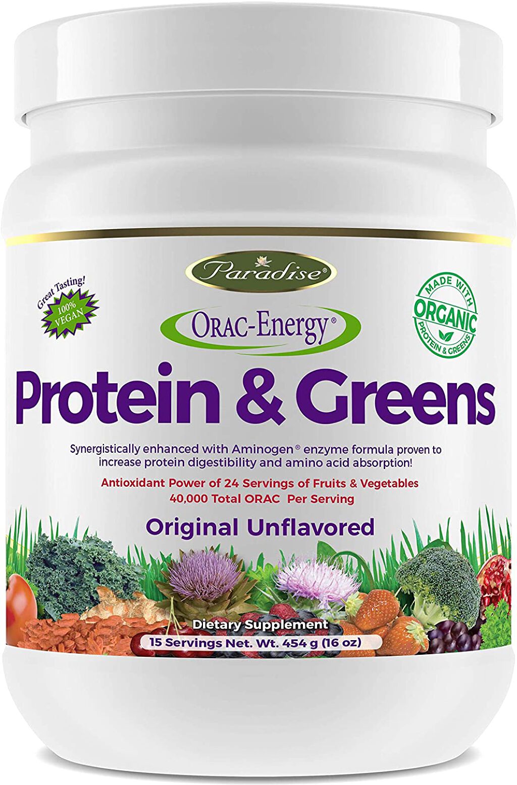 Orac-Energy Protein Greens Unflavored Paradise Herbs