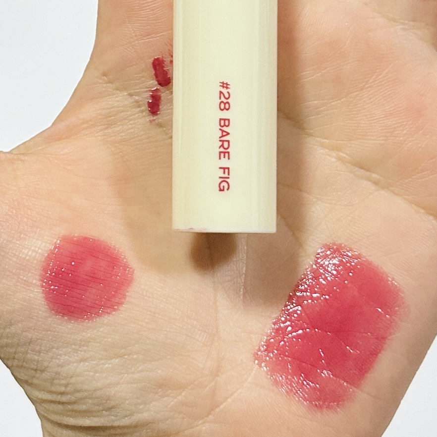 ジューシーラスティングティント 28 ベアフィグ(BARE FIG)/rom&nd/リップティントを使ったクチコミ（2枚目）