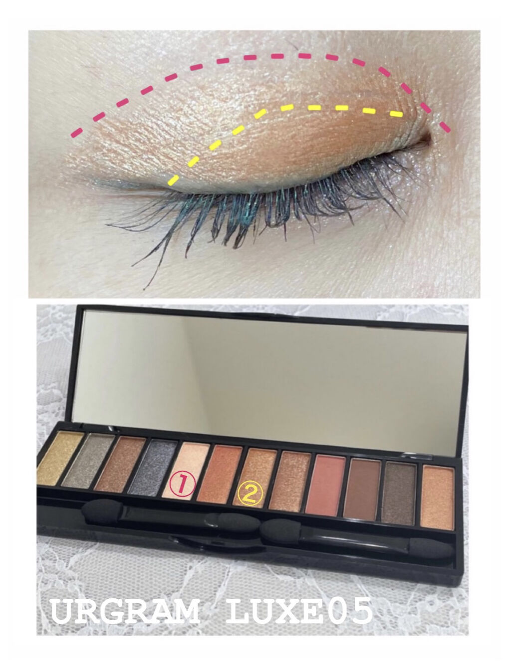 UR GLAM LUXE　12 COLORS EYESHADOW PALLET 05/U R GLAM/アイシャドウパレットを使ったクチコミ（2枚目）