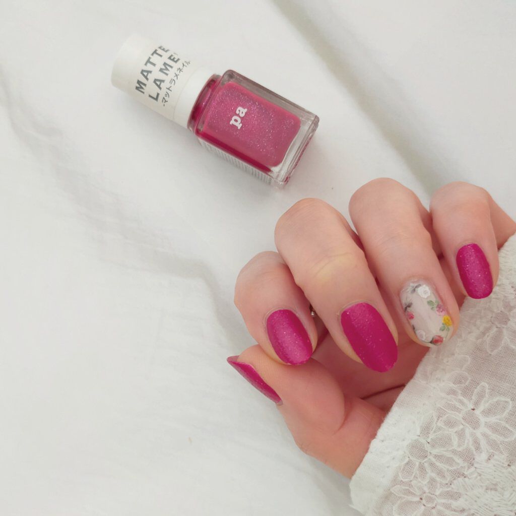 #マットネイル,#セルフネイル,#paネイル,#フラワーリースネイルのネイルデザイン