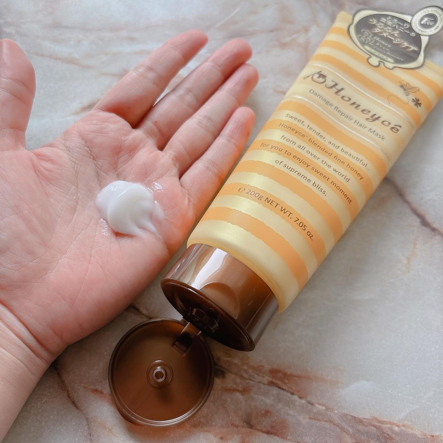 ハニーチェ モイスチャーリペア ヘアマスクのクチコミ「✨🌼 ハニーチェ ダメージリペアヘアマスクYR 🌼✨

髪のダメージにサヨナラ！💔✨ 
乾燥や.....」（3枚目）