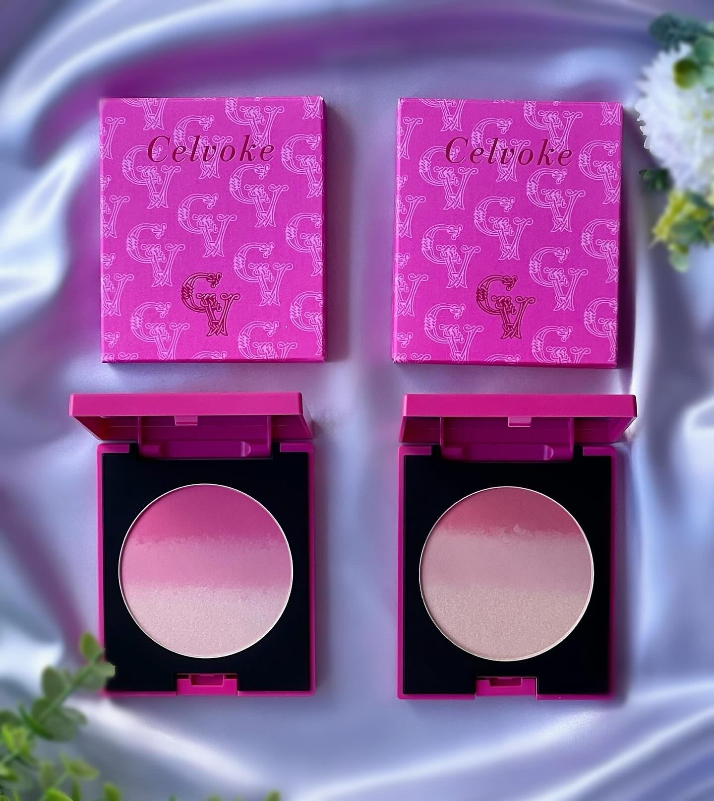 Celvoke セルヴォーク イレーション グロウブラッシュのクチコミ「外から中までぜ〜んぶピンク🩷なセルヴォークのホリデー✨

チーク2色とハイライトがセットになっ.....」（2枚目）