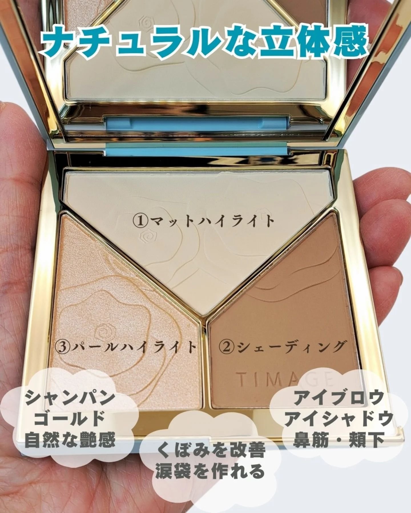 ハイライトシェーディングパレット/TIMAGE/パウダーハイライトを使ったクチコミ（2枚目）