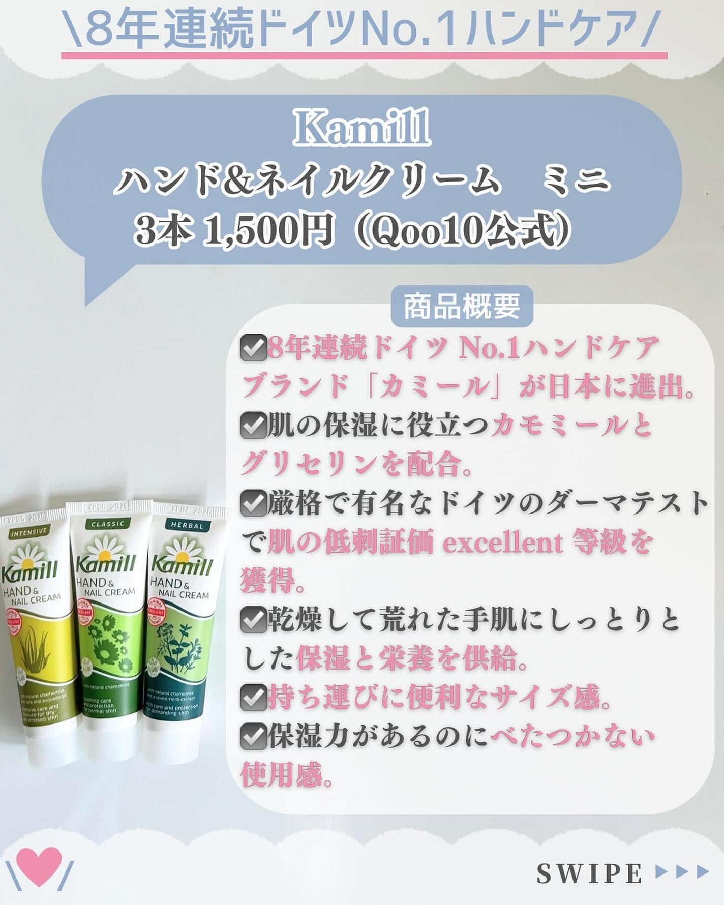 ハンド&ネイルクリーム インテンシブ 3OML ミニ/カミール/ハンドクリームを使ったクチコミ(2枚目)