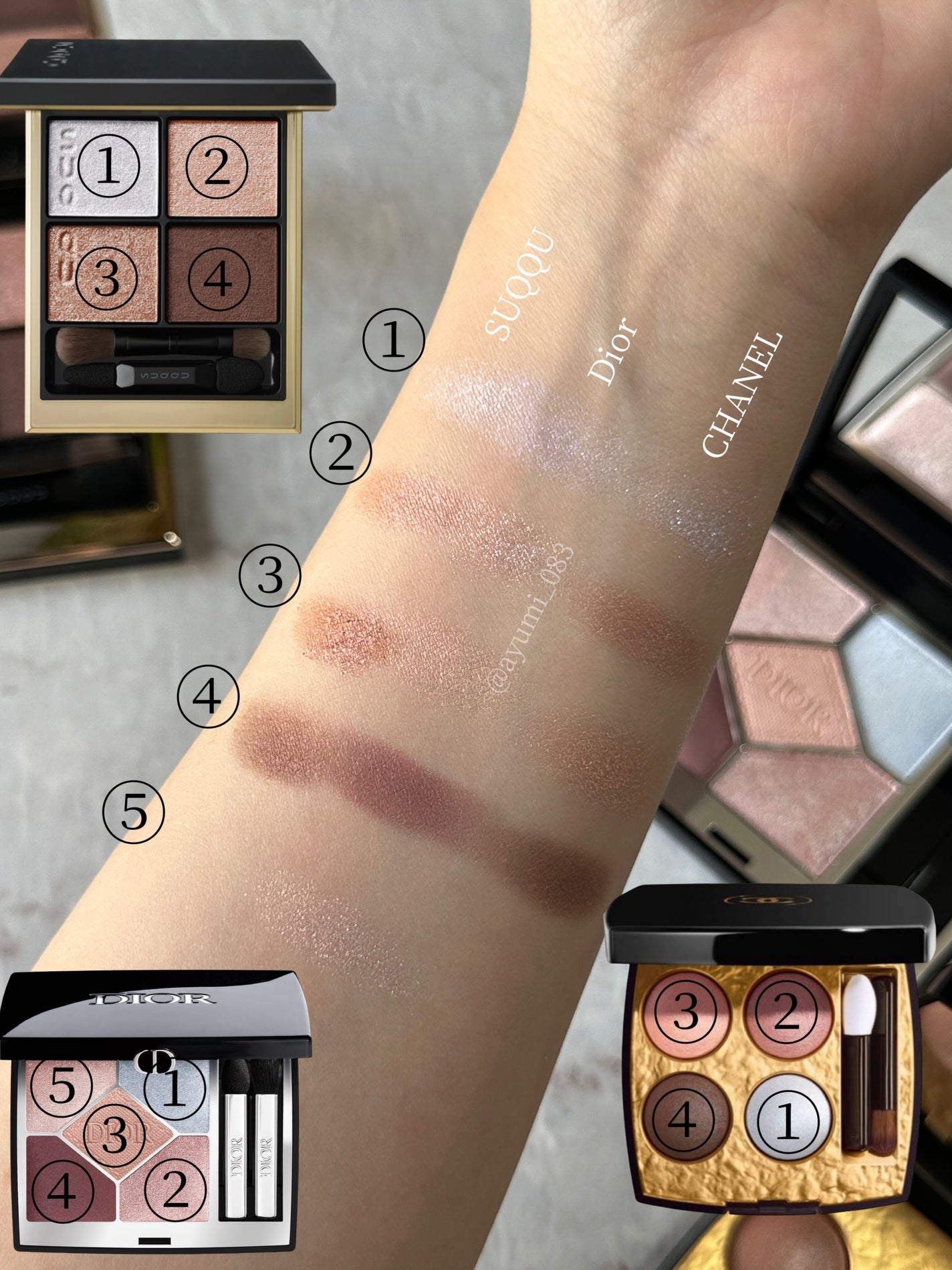 アイシャドウ3点 チークカラー2点 SUQQU シャネル ディオール あなたはどっち派?SUQQU・CHANEL・Diorのアイシャドウを徹底