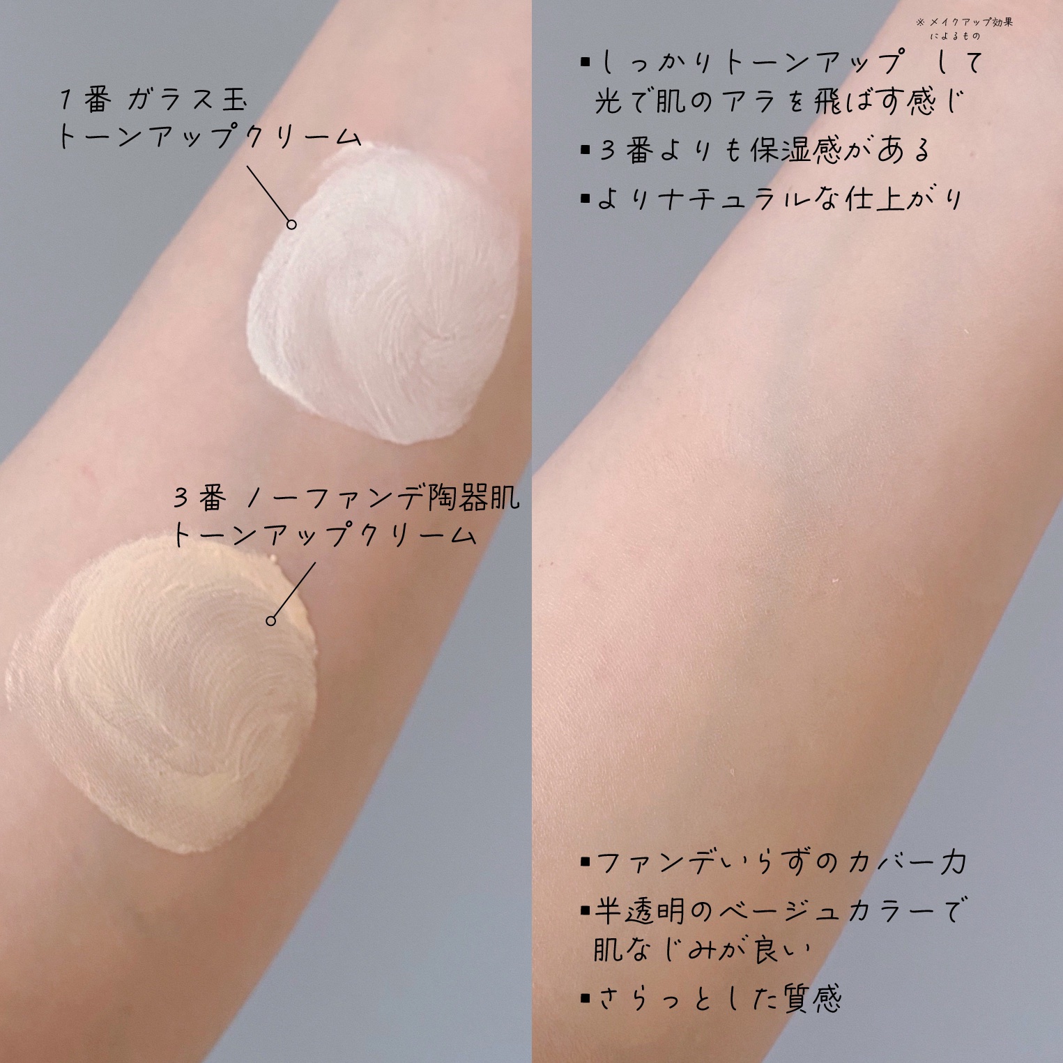 3番 ノーファンデ陶器肌トーンアップクリーム/numbuzin/化粧下地を使ったクチコミ（2枚目）