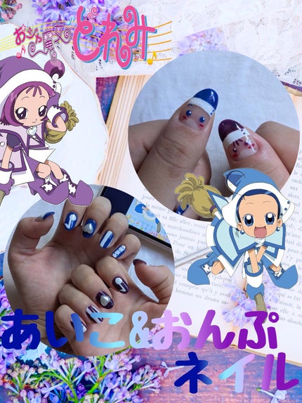 セリア JewelryStickerのクチコミ「♪̊̈おジャ魔女どれみ 概念ネイル♪̆̈
こんにちは!PINOです🐣
今回はおジャ魔.....」(1枚目)