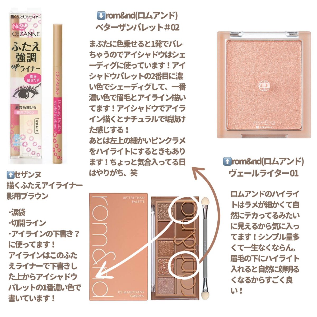 ヴェールライター/rom&nd/パウダーハイライトを使ったクチコミ（2枚目）