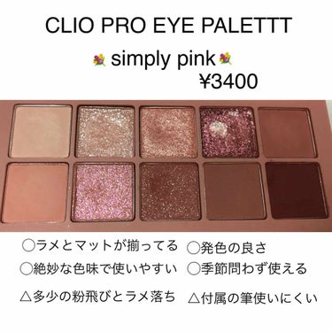 CLIO PRO EYE PALETT
                                simply pink     ¥3400＋tax


💐💐全色味レビュー💐💐

みなさんこんにち