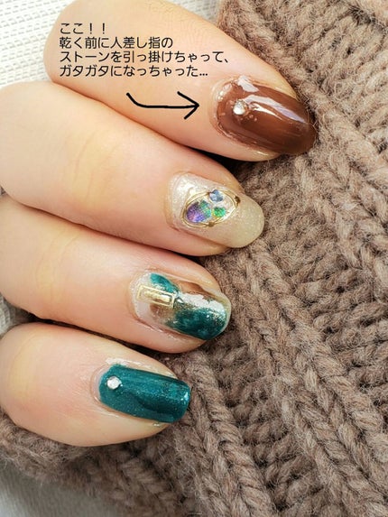 土木系おねいさん on LIPS 「今日は大人っぽニュアンスネイル🖤青緑とブラウンで、ぐっとクール..」(10枚目)