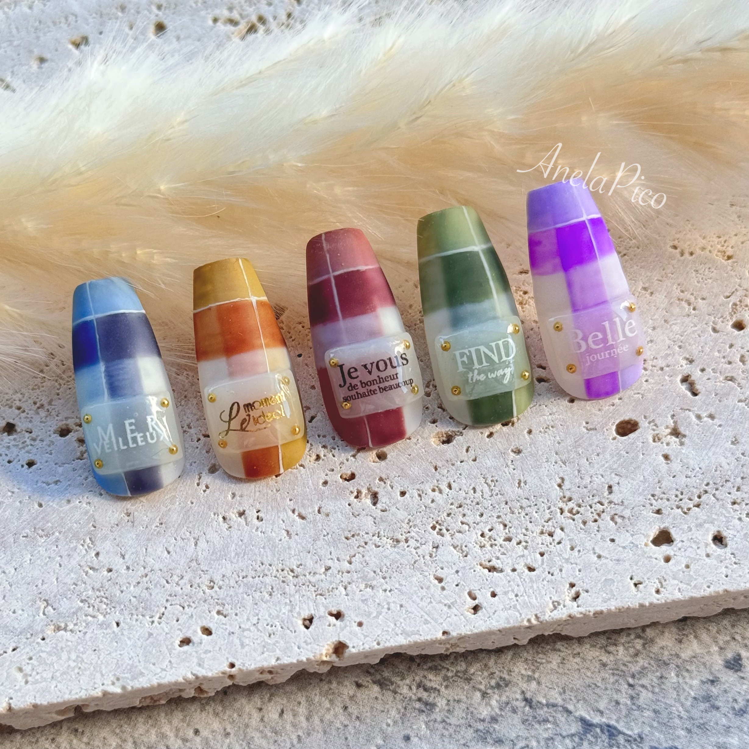 #ネイル,#純国産ジェルネイル,#ジェルネイル,#ブランケットネイル,#チェックネイル,#冬ネイルのネイルデザイン