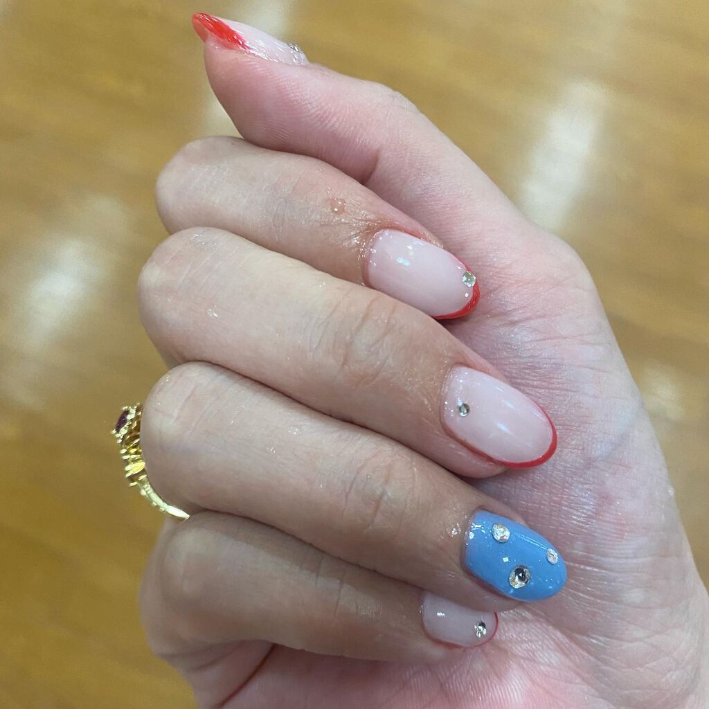 あさひ【フォロバします】 on LIPS 「#スキニーフレンチ悩みに悩んだカラー。ネイビーフレンチ!って決..」(6枚目)