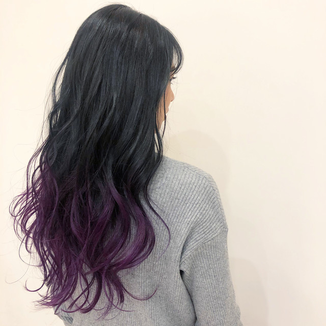 パープルのグラデーションヘアカラー