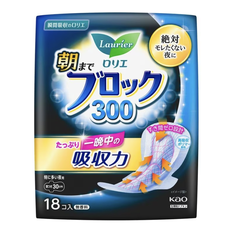 ロリエ 朝までブロック300　たっぷり一晩中の吸収力（18コ入）