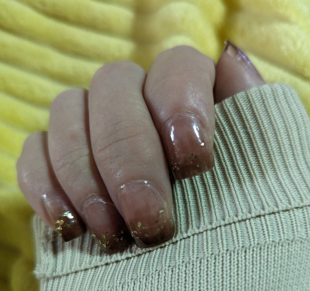 グロッシーコート カカオティー/スキューズミー/オールインワンネイルを使ったクチコミ（2枚目）