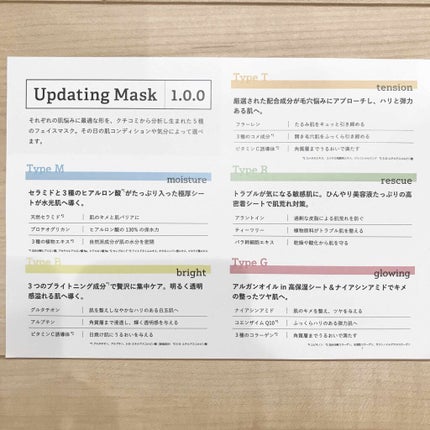 Updating Mask 1.0.0 5タイプセット 1セット5枚入り/meol/シートマスク・パックを使ったクチコミ(2枚目)