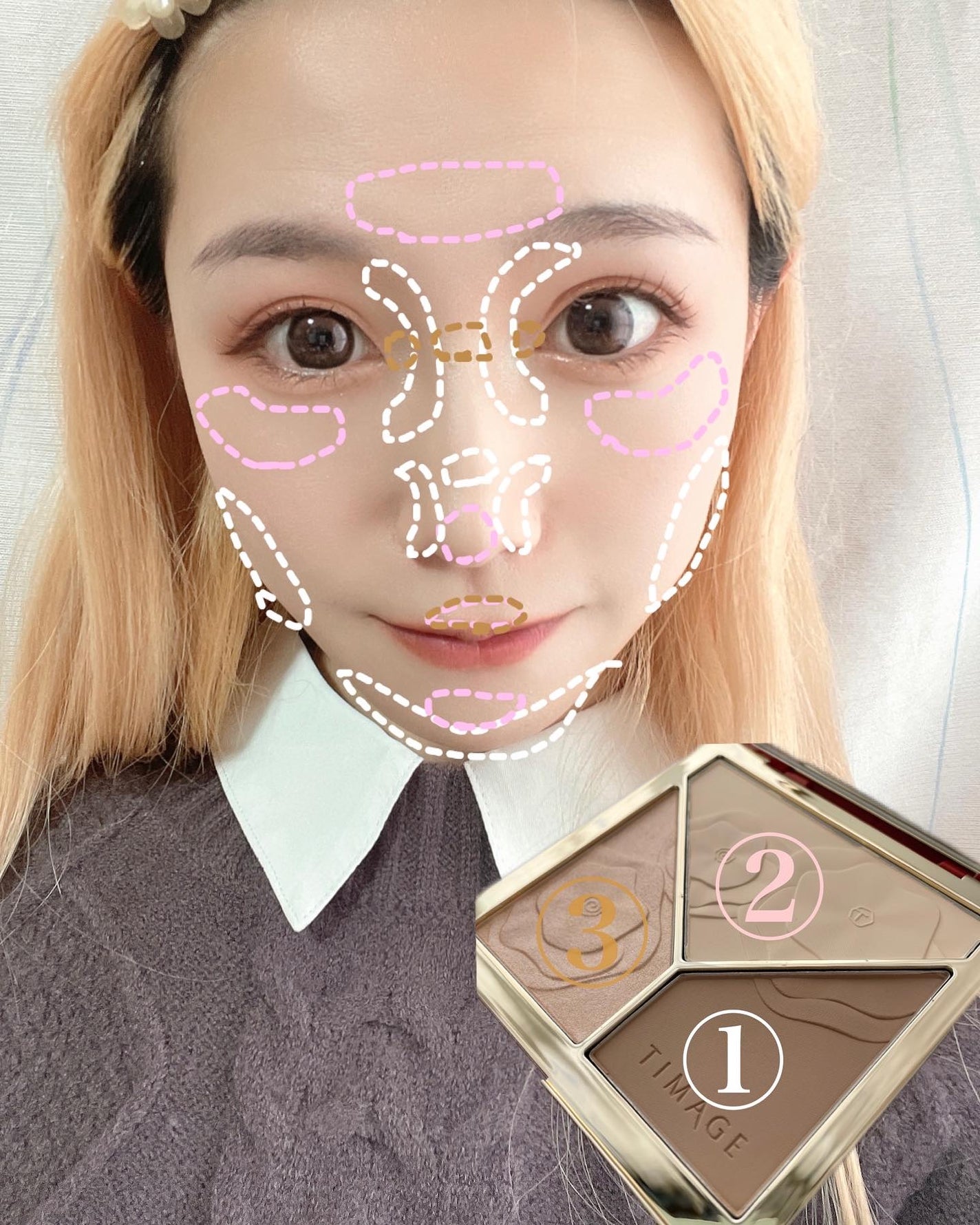 ハイライトシェーディングパレット/TIMAGE/パウダーハイライトを使ったクチコミ(4枚目)