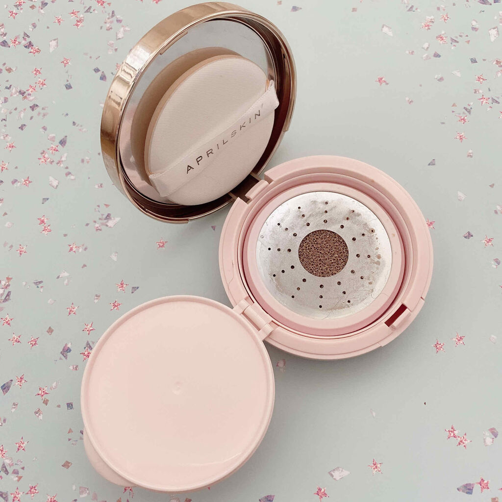 エイプリルスキン パーフェクトマジックカバーフィットクッション/APRILSKIN/クッションファンデーションを使ったクチコミ（2枚目）