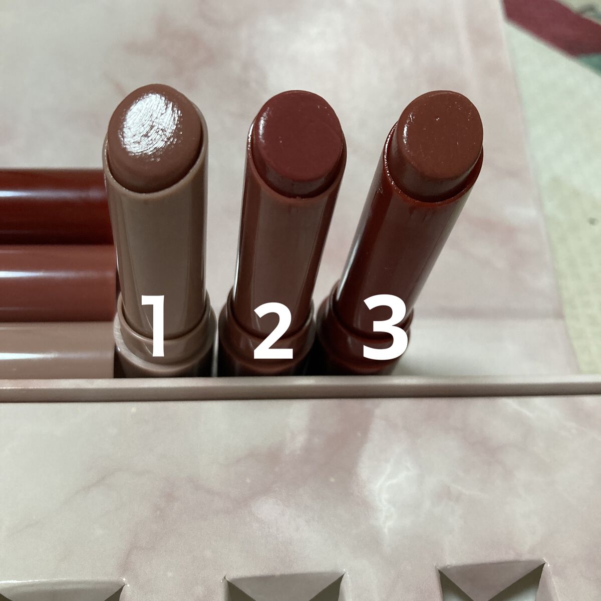 モイスチャーリップスティック 02 ピーチグロウ/CandyDoll/口紅を使ったクチコミ（3枚目）