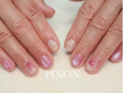 #バレンタインネイル,#ハートネイル,#マグネットネイルのネイルデザイン