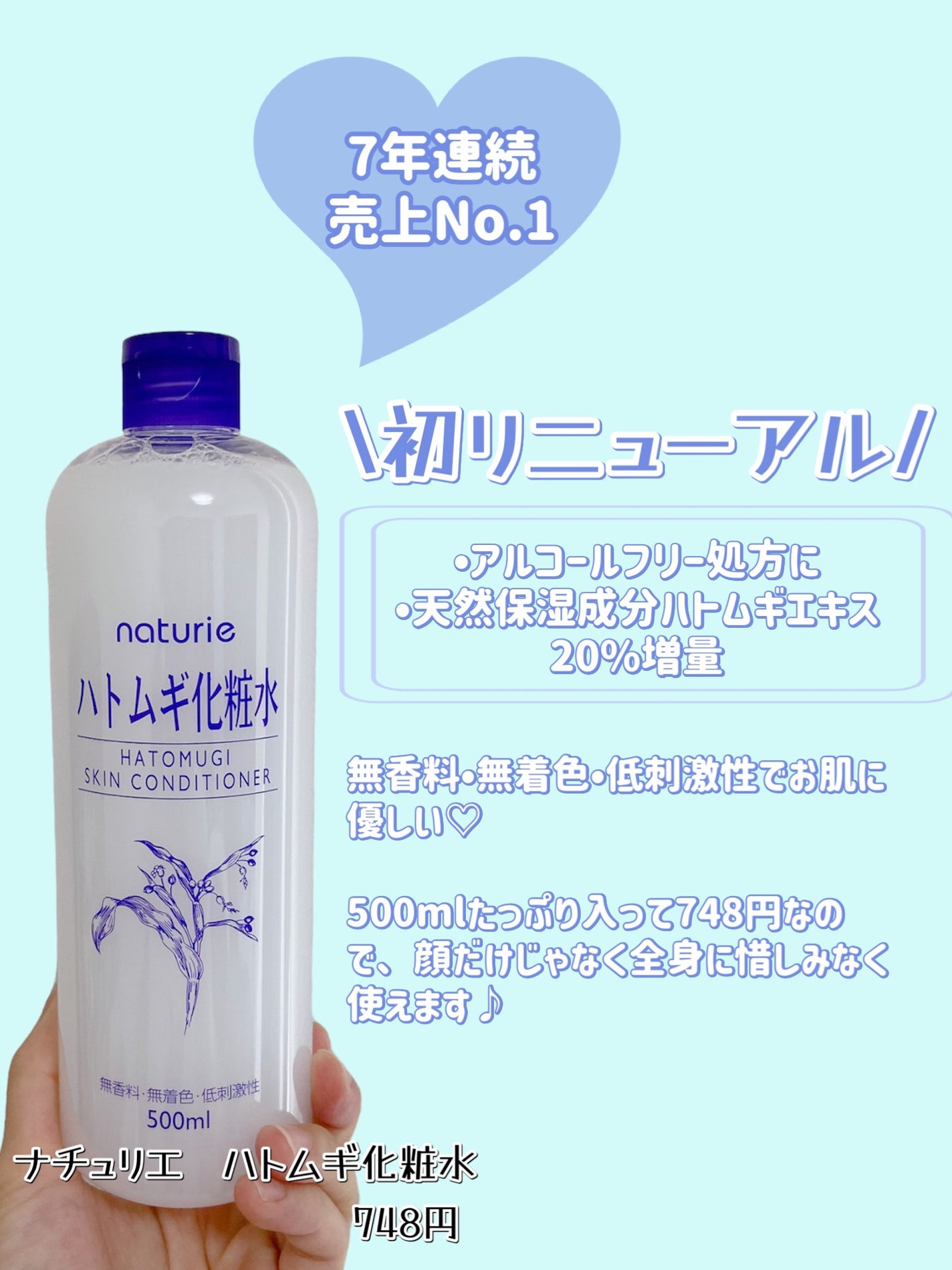 ハトムギ化粧水(ナチュリエ スキンコンディショナー R )/ナチュリエ/化粧水を使ったクチコミ(2枚目)