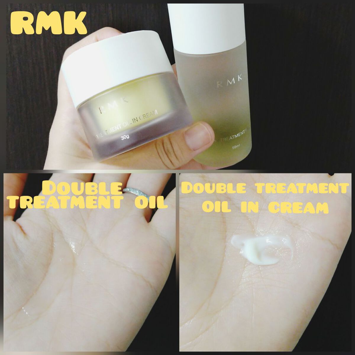 RMKのスキンケアラインお試ししてみたぞーーーーー👏🥳

RMK Wトリートメントオイル
RMK Wトリートメント オイルインクリーム

メイク用品はRMK様いつも使わせて頂いておりますが、スキンケアアイテムは初めて！
どんなもんかお試