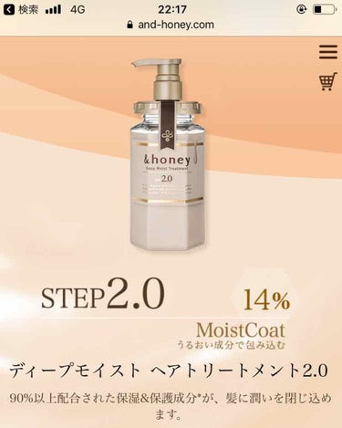 ディープモイスト シャンプー1.0／ヘアトリートメント2.0/&honey/シャンプー・コンディショナーを使ったクチコミ（2枚目）