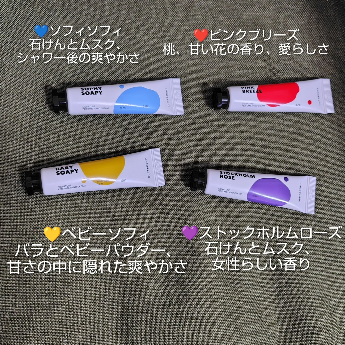 シグネチャーパフュームハンドクリームミニチュアギフトセット/DUFT&DOFT/ハンドクリームを使ったクチコミ（3枚目）