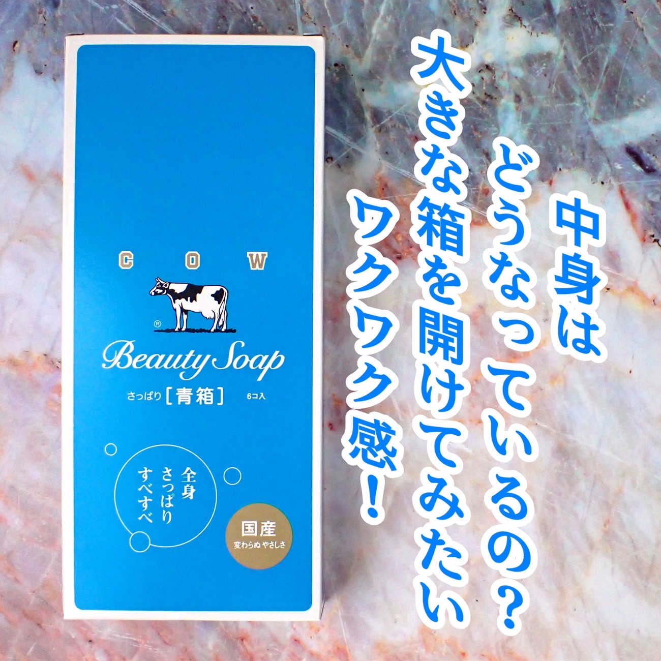 青箱 (さっぱり) レギュラーサイズ 85g(6コ)/カウブランド/ボディ石鹸を使ったクチコミ（1枚目）