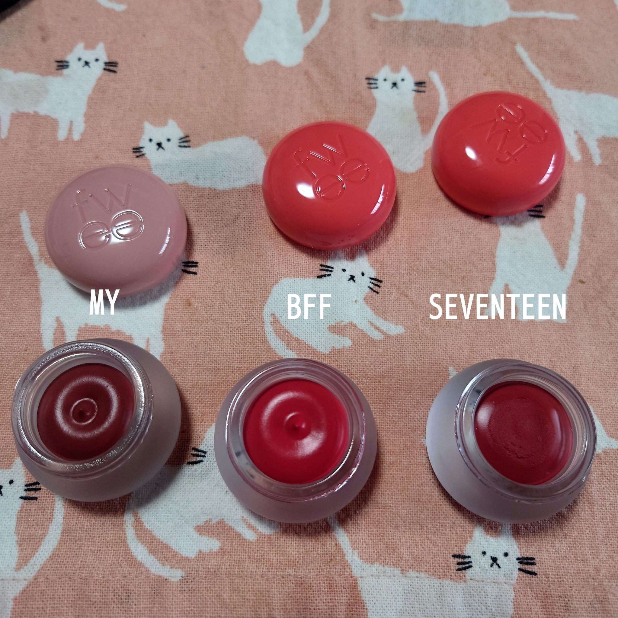 リップアンドチーク ブラーリープリンポット CR03 ビーエフエフ/fwee/口紅を使ったクチコミ（3枚目）