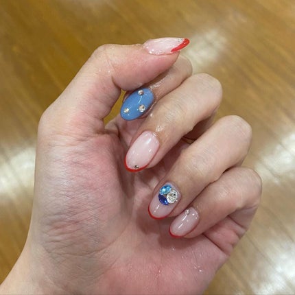 あさひ【フォロバします】 on LIPS 「#スキニーフレンチ悩みに悩んだカラー。ネイビーフレンチ!って決..」(4枚目)