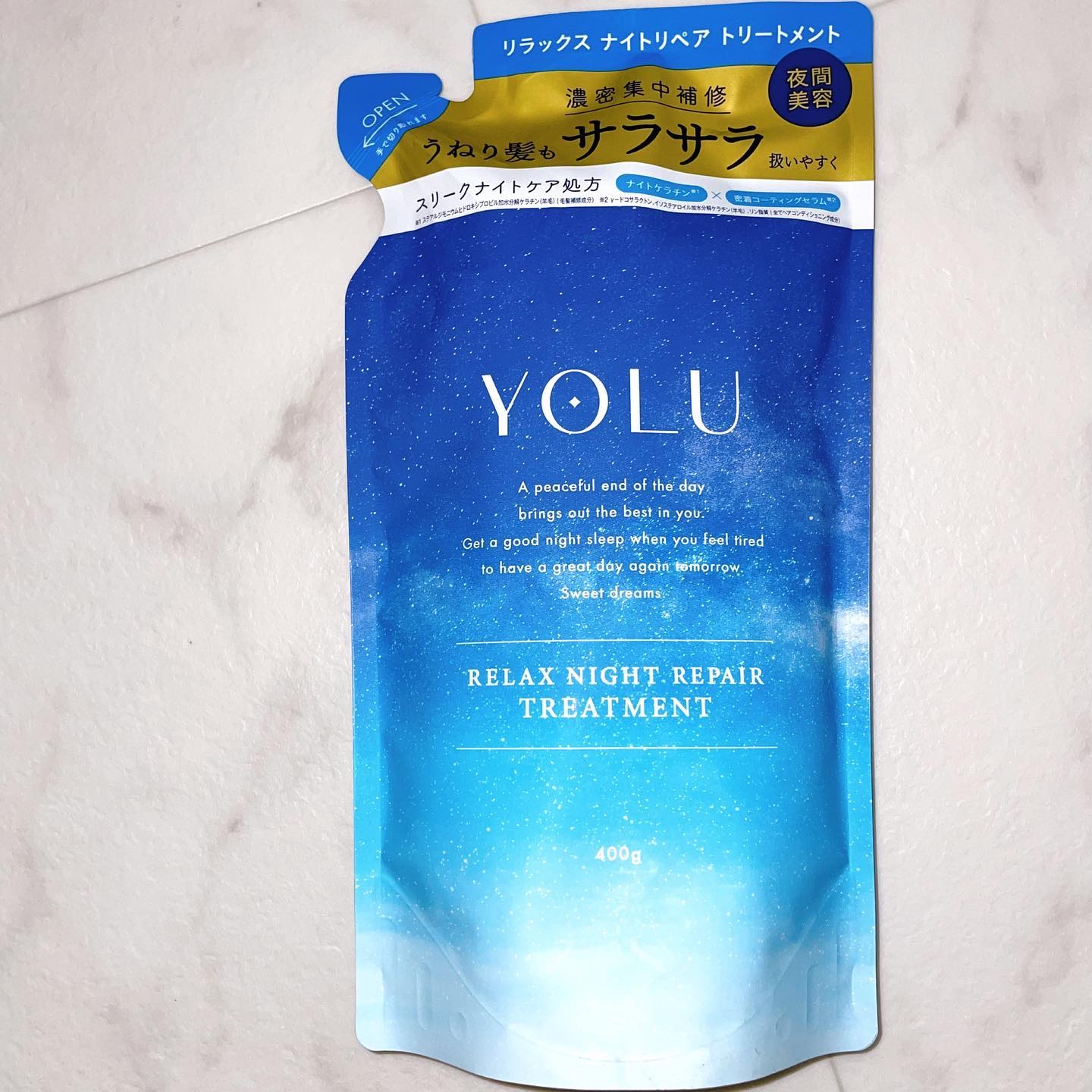 リラックスナイトリペア シャンプー／トリートメント トリートメント詰替え 400g/YOLU/市販シャンプーを使ったクチコミ（2枚目）