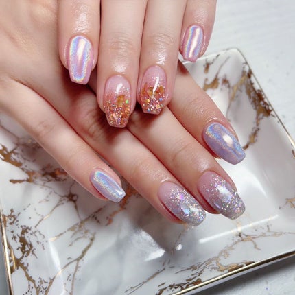 あさひ【フォロバします】 on LIPS 「毎回過去一って思うけど過去一可愛いネイル.#ユニコーンネイル#..」(4枚目)