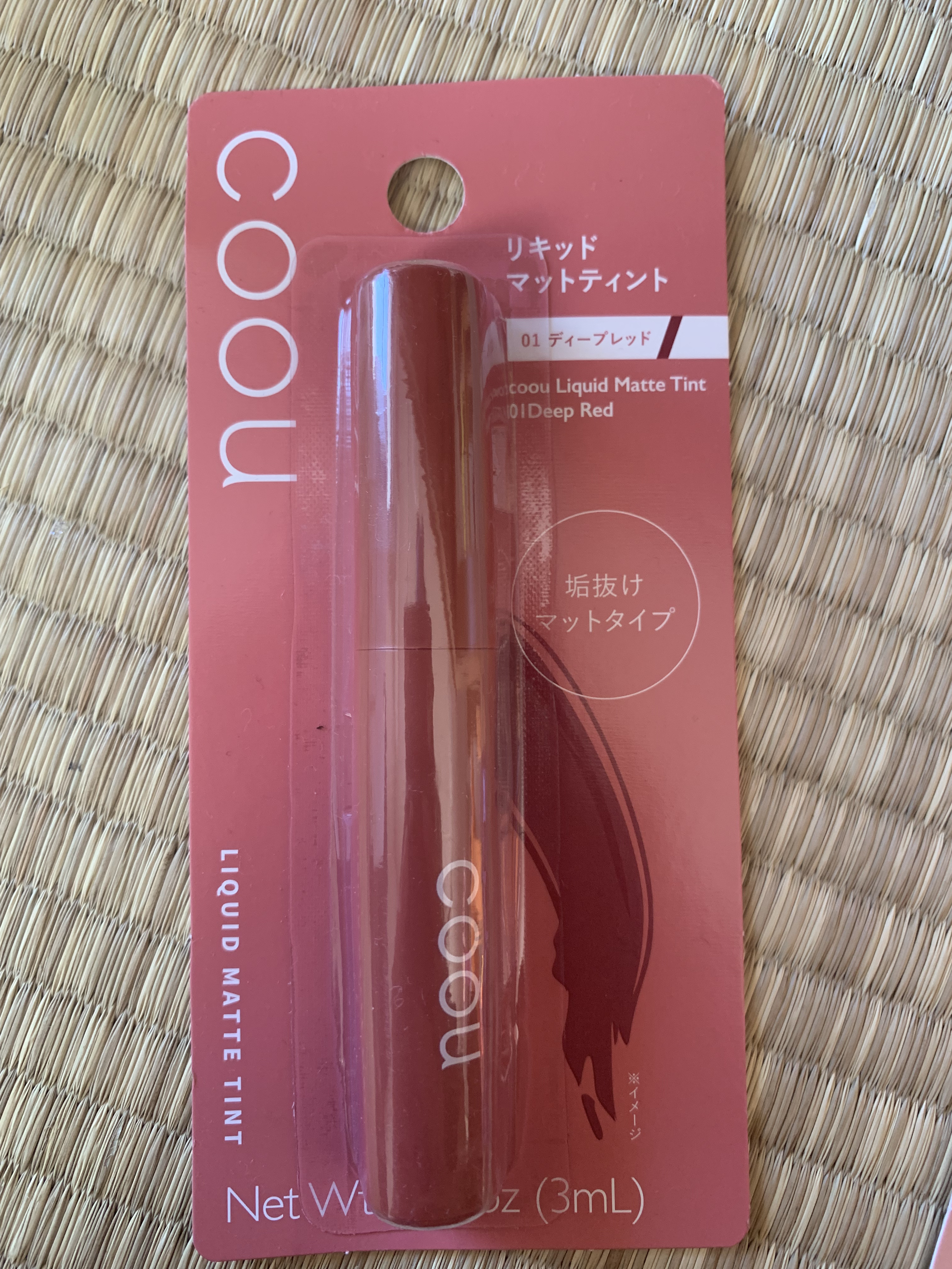リキッドマットティント 01 ディープレッド/coou/リップティントを使ったクチコミ（2枚目）