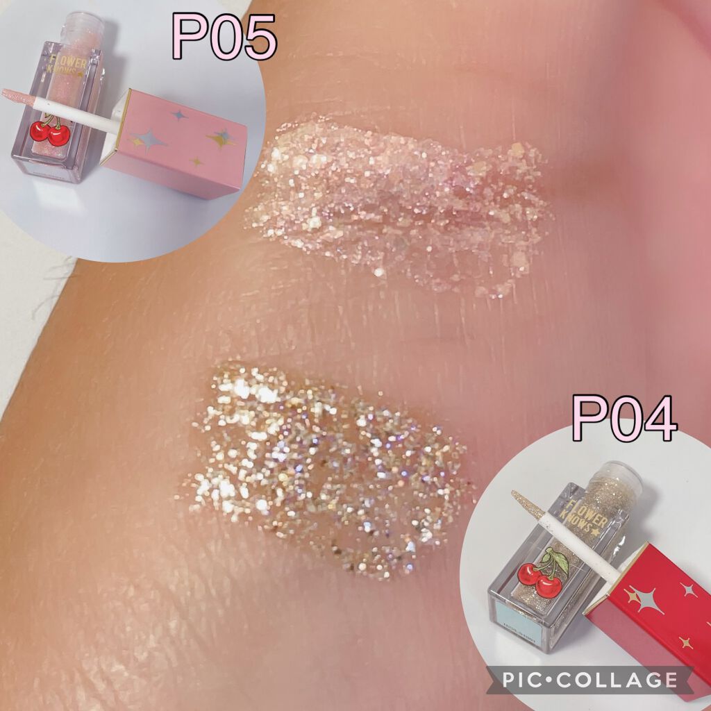 Cherry Love グリッター リキッドアイシャドウ P04 Shining Star/FlowerKnows/グリッターを使ったクチコミ（2枚目）